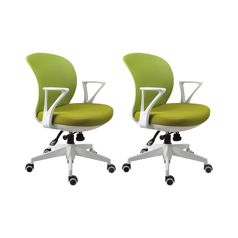 Contemporary Arm Chair Fixed Arms Adjustable Seat Height Swivel Conference Chair Green 2 Piece Set Clearhalo 'furn' 'furn_office_chair' 'Furniture' 'Office Chairs' 'Office Furniture' 'office_chair' 5965474