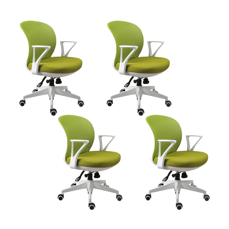 Contemporary Arm Chair Fixed Arms Adjustable Seat Height Swivel Conference Chair Green 4 Piece Set Clearhalo 'furn' 'furn_office_chair' 'Furniture' 'Office Chairs' 'Office Furniture' 'office_chair' 5965475