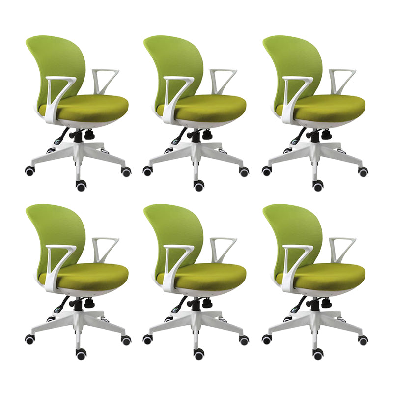 Contemporary Arm Chair Fixed Arms Adjustable Seat Height Swivel Conference Chair Green 6 Piece Set Clearhalo 'furn' 'furn_office_chair' 'Furniture' 'Office Chairs' 'Office Furniture' 'office_chair' 5965476