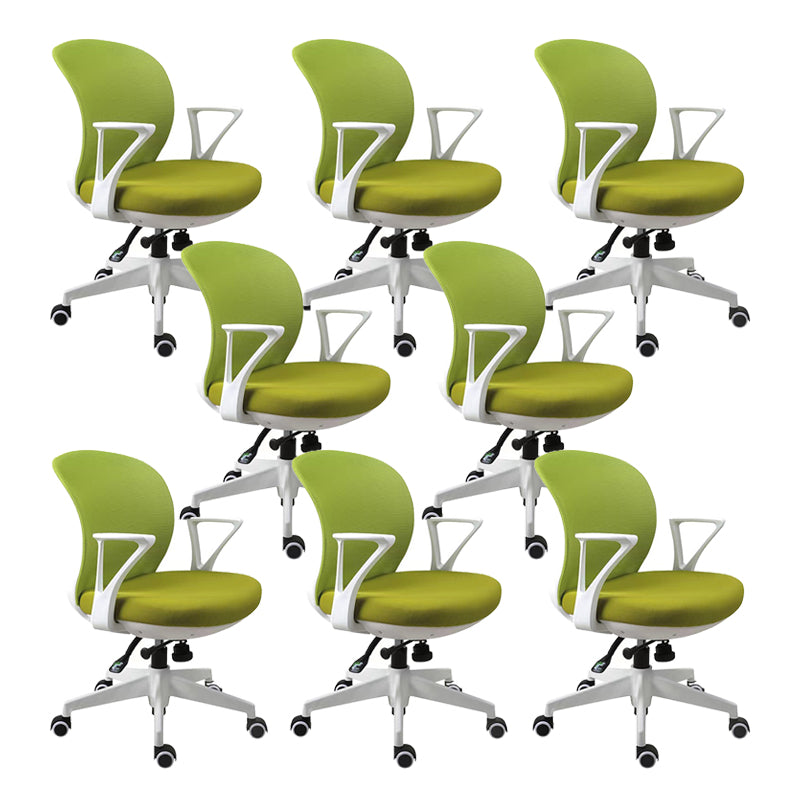 Contemporary Arm Chair Fixed Arms Adjustable Seat Height Swivel Conference Chair Green 8 Piece Set Clearhalo 'furn' 'furn_office_chair' 'Furniture' 'Office Chairs' 'Office Furniture' 'office_chair' 5965477