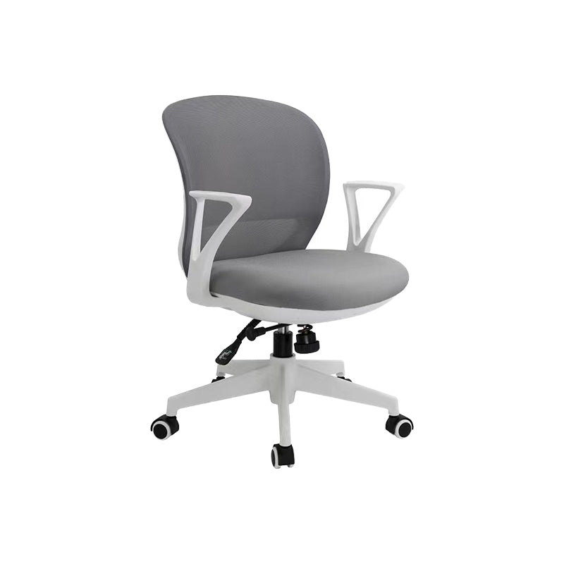 Contemporary Arm Chair Fixed Arms Adjustable Seat Height Swivel Conference Chair Gray-White 1 Piece Clearhalo 'furn' 'furn_office_chair' 'Furniture' 'Office Chairs' 'Office Furniture' 'office_chair' 5965478