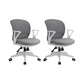 Contemporary Arm Chair Fixed Arms Adjustable Seat Height Swivel Conference Chair Gray-White 2 Piece Set Clearhalo 'furn' 'furn_office_chair' 'Furniture' 'Office Chairs' 'Office Furniture' 'office_chair' 5965479