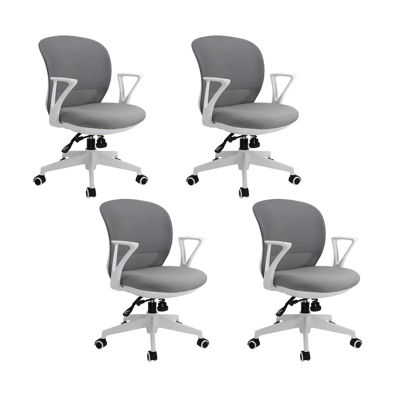 Contemporary Arm Chair Fixed Arms Adjustable Seat Height Swivel Conference Chair Gray-White 4 Piece Set Clearhalo 'furn' 'furn_office_chair' 'Furniture' 'Office Chairs' 'Office Furniture' 'office_chair' 5965480