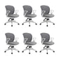 Contemporary Arm Chair Fixed Arms Adjustable Seat Height Swivel Conference Chair Gray-White 6 Piece Set Clearhalo 'furn' 'furn_office_chair' 'Furniture' 'Office Chairs' 'Office Furniture' 'office_chair' 5965481