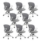 Contemporary Arm Chair Fixed Arms Adjustable Seat Height Swivel Conference Chair Gray-White 8 Piece Set Clearhalo 'furn' 'furn_office_chair' 'Furniture' 'Office Chairs' 'Office Furniture' 'office_chair' 5965482