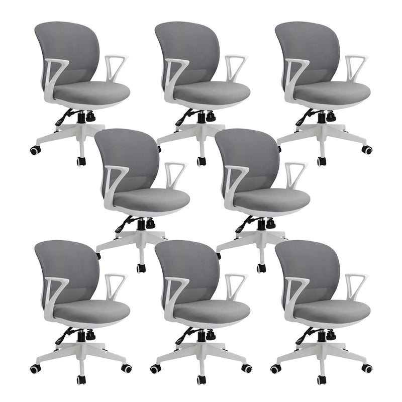 Contemporary Arm Chair Fixed Arms Adjustable Seat Height Swivel Conference Chair Gray-White 8 Piece Set Clearhalo 'furn' 'furn_office_chair' 'Furniture' 'Office Chairs' 'Office Furniture' 'office_chair' 5965482