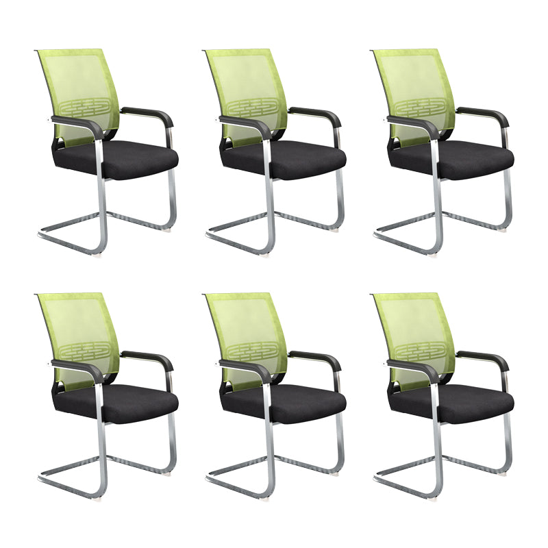 21"W Contemporary Arm Chair Black Breathable AirGrid Upholstered Desk Chair Green 6 Piece Set Clearhalo 'furn' 'furn_office_chair' 'Furniture' 'Office Chairs' 'Office Furniture' 'office_chair' 5965503