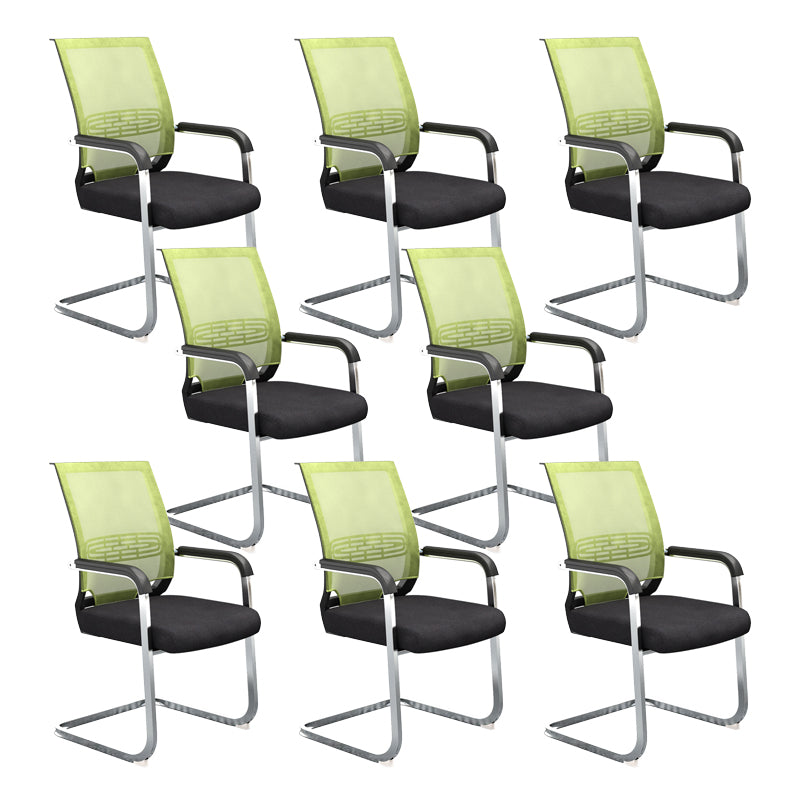 21"W Contemporary Arm Chair Black Breathable AirGrid Upholstered Desk Chair Green 8 Piece Set Clearhalo 'furn' 'furn_office_chair' 'Furniture' 'Office Chairs' 'Office Furniture' 'office_chair' 5965504