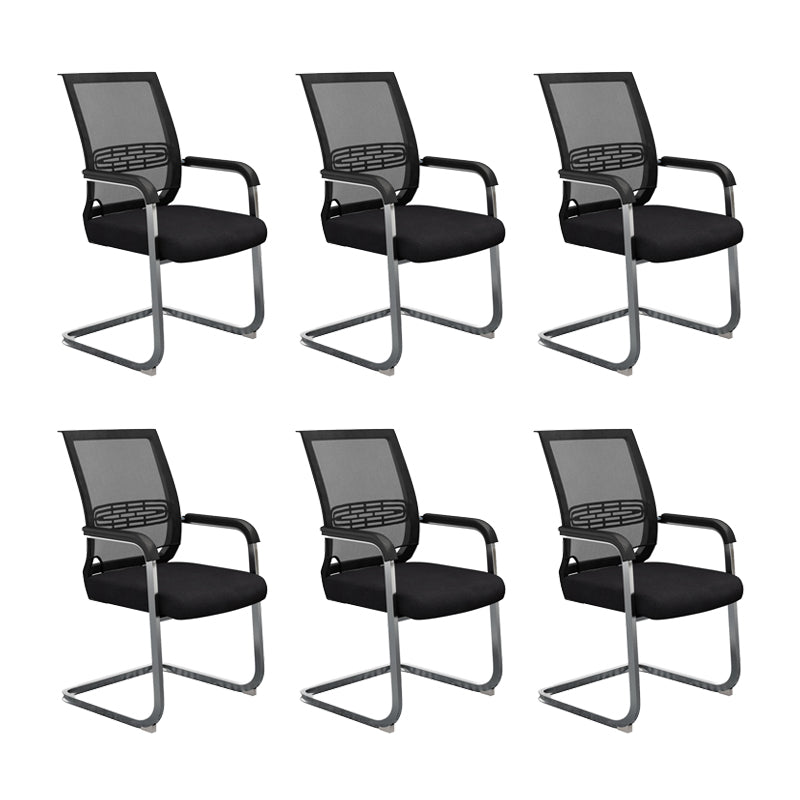 21"W Contemporary Arm Chair Black Breathable AirGrid Upholstered Desk Chair Black 6 Piece Set Clearhalo 'furn' 'furn_office_chair' 'Furniture' 'Office Chairs' 'Office Furniture' 'office_chair' 5965506