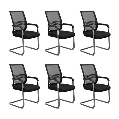 21"W Contemporary Arm Chair Black Breathable AirGrid Upholstered Desk Chair Black 6 Piece Set Clearhalo 'furn' 'furn_office_chair' 'Furniture' 'Office Chairs' 'Office Furniture' 'office_chair' 5965506