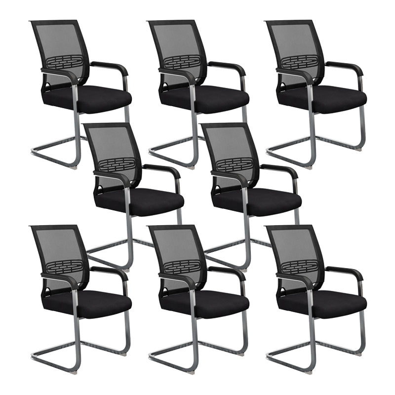 21"W Contemporary Arm Chair Black Breathable AirGrid Upholstered Desk Chair Black 8 Piece Set Clearhalo 'furn' 'furn_office_chair' 'Furniture' 'Office Chairs' 'Office Furniture' 'office_chair' 5965508