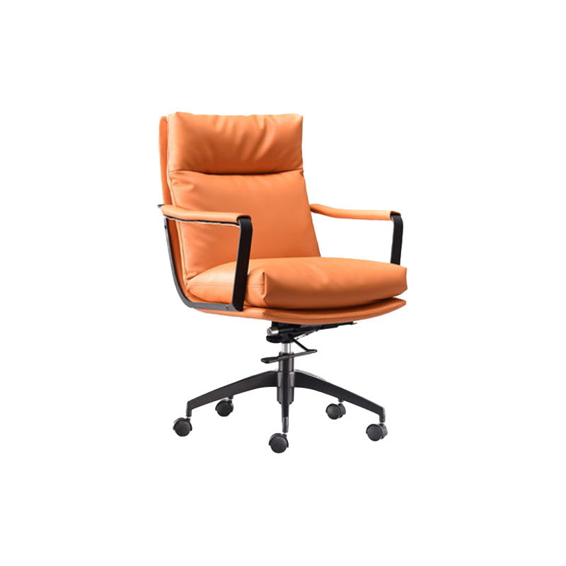 Modern Desk Chair Leather Computer Chair High-Back/Mid-Back Chair Orange 1 Piece Mid-Back (14-22 in.) Clearhalo 'furn' 'furn_office_chair' 'Furniture' 'Office Chairs' 'Office Furniture' 'office_chair' 5965518