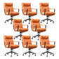 Modern Desk Chair Leather Computer Chair High-Back/Mid-Back Chair Orange 8 Piece Set Mid-Back (14-22 in.) Clearhalo 'furn' 'furn_office_chair' 'Furniture' 'Office Chairs' 'Office Furniture' 'office_chair' 5965526