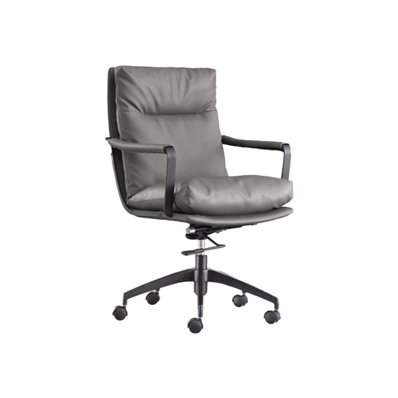 Modern Desk Chair Leather Computer Chair High-Back/Mid-Back Chair Grey 1 Piece Mid-Back (14-22 in.) Clearhalo 'furn' 'furn_office_chair' 'Furniture' 'Office Chairs' 'Office Furniture' 'office_chair' 5965528