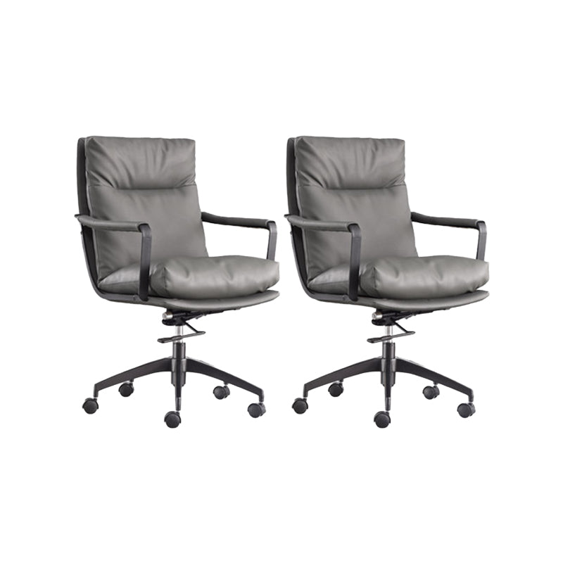 Modern Desk Chair Leather Computer Chair High-Back/Mid-Back Chair Grey 2 Piece Set Mid-Back (14-22 in.) Clearhalo 'furn' 'furn_office_chair' 'Furniture' 'Office Chairs' 'Office Furniture' 'office_chair' 5965530