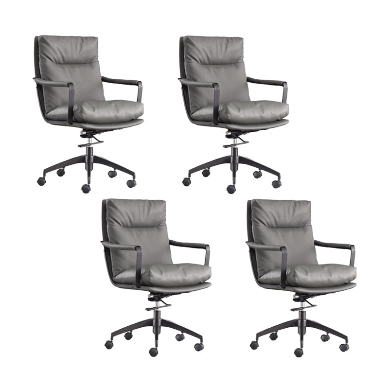 Modern Desk Chair Leather Computer Chair High-Back/Mid-Back Chair Grey 4 Piece Set Mid-Back (14-22 in.) Clearhalo 'furn' 'furn_office_chair' 'Furniture' 'Office Chairs' 'Office Furniture' 'office_chair' 5965532