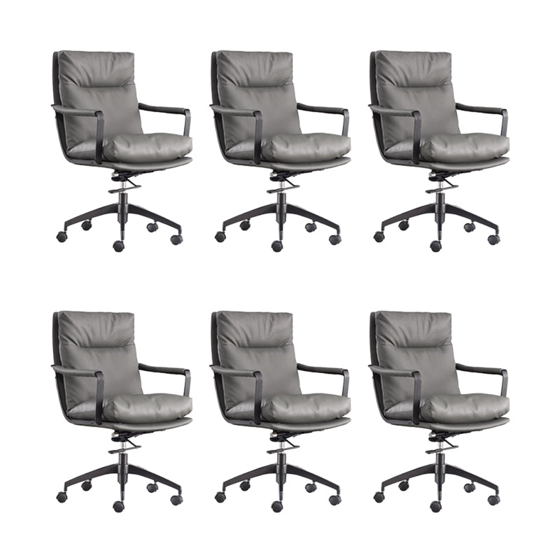 Modern Desk Chair Leather Computer Chair High-Back/Mid-Back Chair Grey 6 Piece Set Mid-Back (14-22 in.) Clearhalo 'furn' 'furn_office_chair' 'Furniture' 'Office Chairs' 'Office Furniture' 'office_chair' 5965534