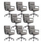 Modern Desk Chair Leather Computer Chair High-Back/Mid-Back Chair Grey 8 Piece Set Mid-Back (14-22 in.) Clearhalo 'furn' 'furn_office_chair' 'Furniture' 'Office Chairs' 'Office Furniture' 'office_chair' 5965535