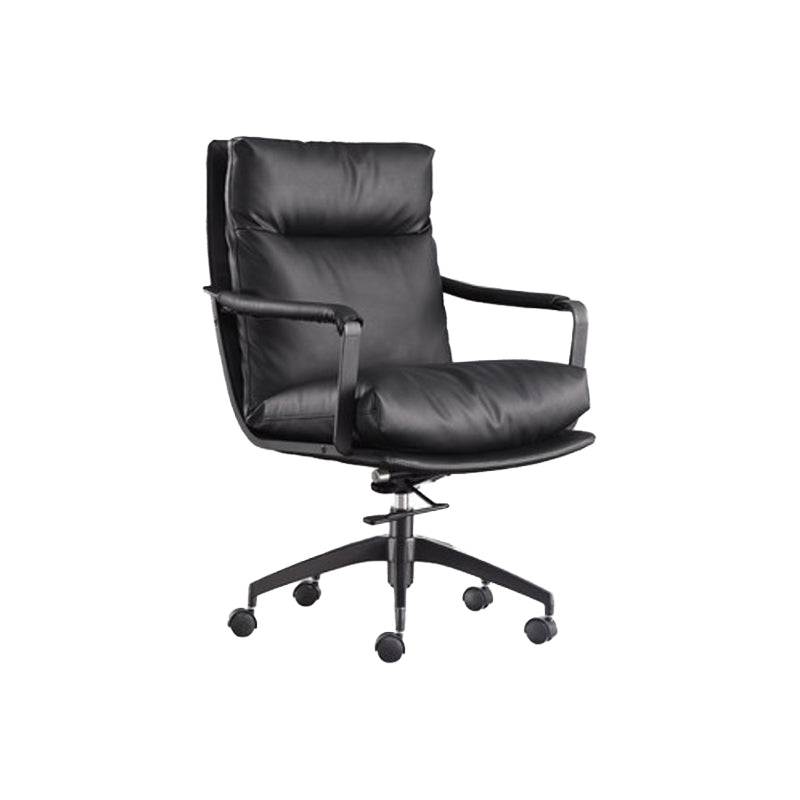 Modern Desk Chair Leather Computer Chair High-Back/Mid-Back Chair Black 1 Piece Mid-Back (14-22 in.) Clearhalo 'furn' 'furn_office_chair' 'Furniture' 'Office Chairs' 'Office Furniture' 'office_chair' 5965537
