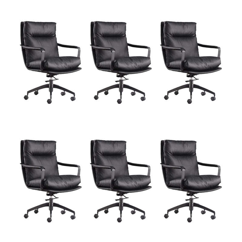 Modern Desk Chair Leather Computer Chair High-Back/Mid-Back Chair Black 6 Piece Set Mid-Back (14-22 in.) Clearhalo 'furn' 'furn_office_chair' 'Furniture' 'Office Chairs' 'Office Furniture' 'office_chair' 5965540