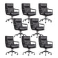 Modern Desk Chair Leather Computer Chair High-Back/Mid-Back Chair Black 8 Piece Set Mid-Back (14-22 in.) Clearhalo 'furn' 'furn_office_chair' 'Furniture' 'Office Chairs' 'Office Furniture' 'office_chair' 5965541