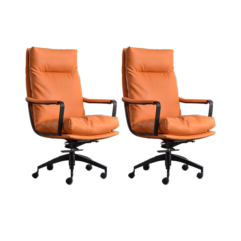Modern Desk Chair Leather Computer Chair High-Back/Mid-Back Chair Orange 2 Piece Set High-Back (Over 22 in.) Clearhalo 'furn' 'furn_office_chair' 'Furniture' 'Office Chairs' 'Office Furniture' 'office_chair' 5965543