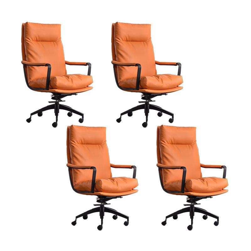 Modern Desk Chair Leather Computer Chair High-Back/Mid-Back Chair Orange 4 Piece Set High-Back (Over 22 in.) Clearhalo 'furn' 'furn_office_chair' 'Furniture' 'Office Chairs' 'Office Furniture' 'office_chair' 5965544