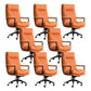 Modern Desk Chair Leather Computer Chair High-Back/Mid-Back Chair Orange 8 Piece Set High-Back (Over 22 in.) Clearhalo 'furn' 'furn_office_chair' 'Furniture' 'Office Chairs' 'Office Furniture' 'office_chair' 5965546