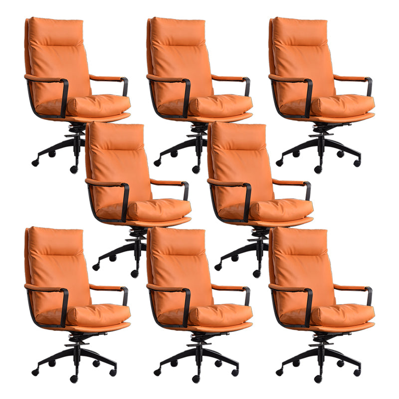 Modern Desk Chair Leather Computer Chair High-Back/Mid-Back Chair Orange 8 Piece Set High-Back (Over 22 in.) Clearhalo 'furn' 'furn_office_chair' 'Furniture' 'Office Chairs' 'Office Furniture' 'office_chair' 5965546