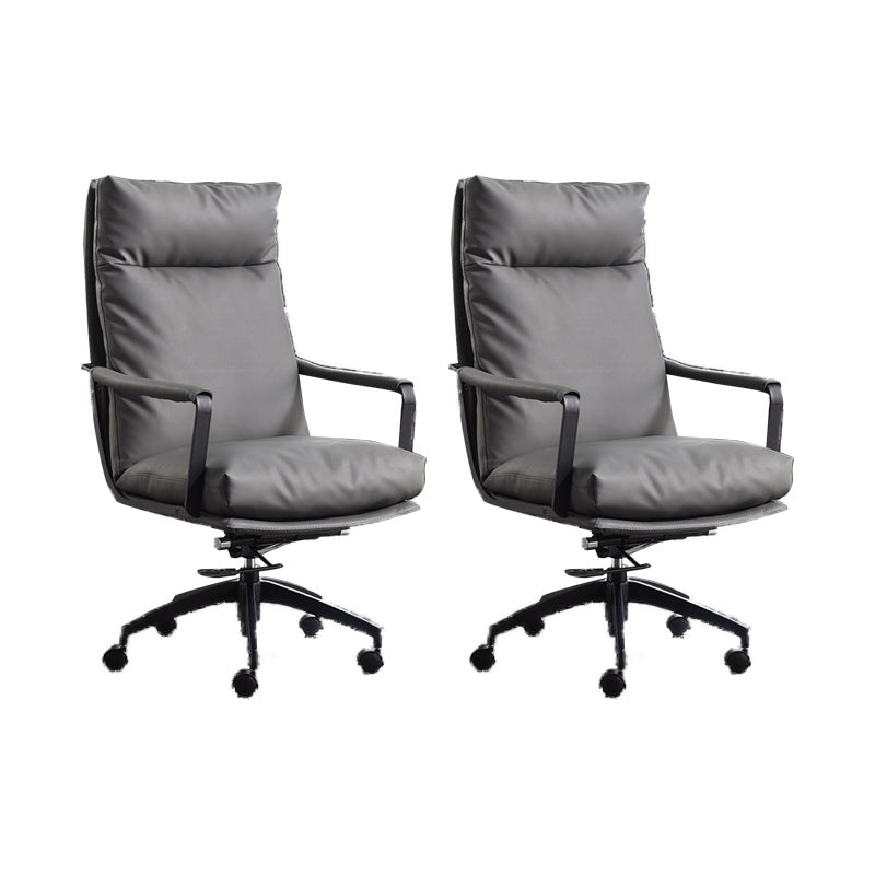 Modern Desk Chair Leather Computer Chair High-Back/Mid-Back Chair Grey 2 Piece Set High-Back (Over 22 in.) Clearhalo 'furn' 'furn_office_chair' 'Furniture' 'Office Chairs' 'Office Furniture' 'office_chair' 5965548