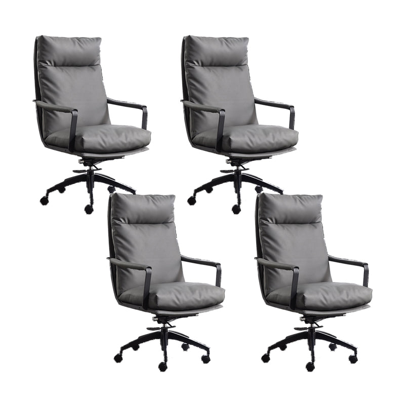 Modern Desk Chair Leather Computer Chair High-Back/Mid-Back Chair Grey 4 Piece Set High-Back (Over 22 in.) Clearhalo 'furn' 'furn_office_chair' 'Furniture' 'Office Chairs' 'Office Furniture' 'office_chair' 5965549