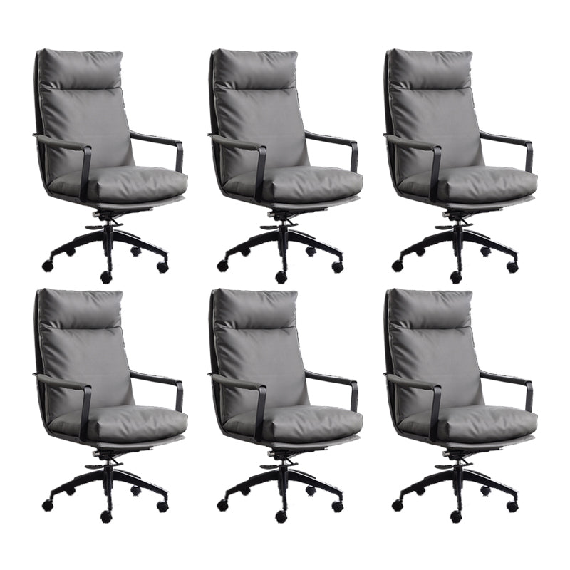 Modern Desk Chair Leather Computer Chair High-Back/Mid-Back Chair Grey 6 Piece Set High-Back (Over 22 in.) Clearhalo 'furn' 'furn_office_chair' 'Furniture' 'Office Chairs' 'Office Furniture' 'office_chair' 5965550