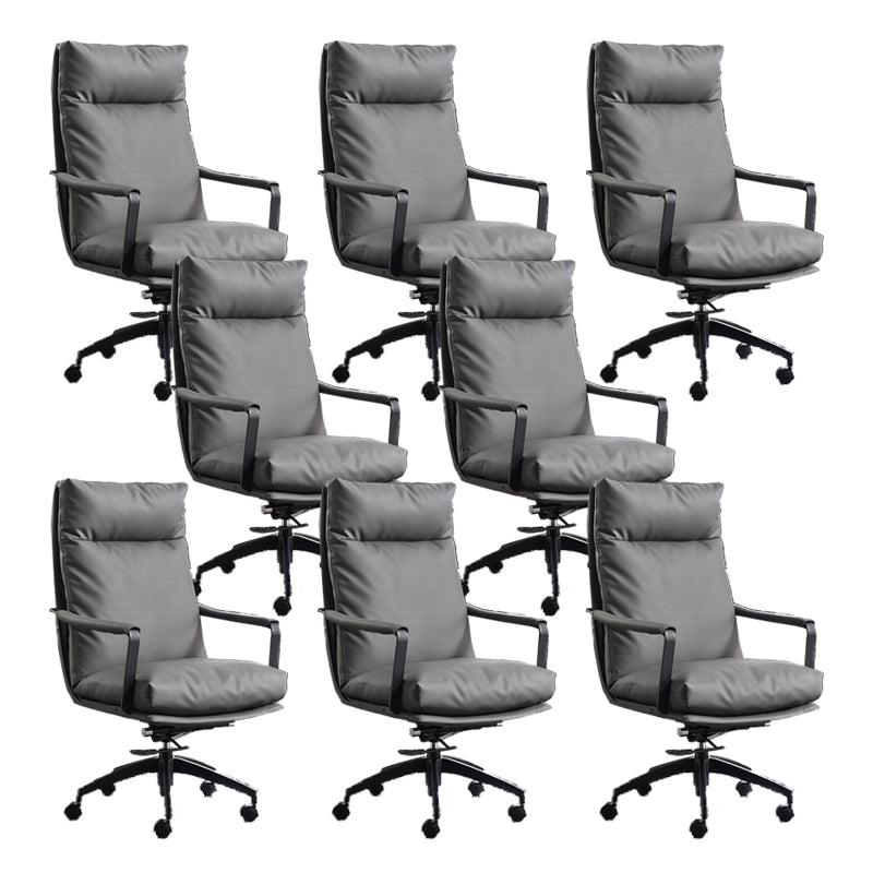 Modern Desk Chair Leather Computer Chair High-Back/Mid-Back Chair Grey 8 Piece Set High-Back (Over 22 in.) Clearhalo 'furn' 'furn_office_chair' 'Furniture' 'Office Chairs' 'Office Furniture' 'office_chair' 5965551