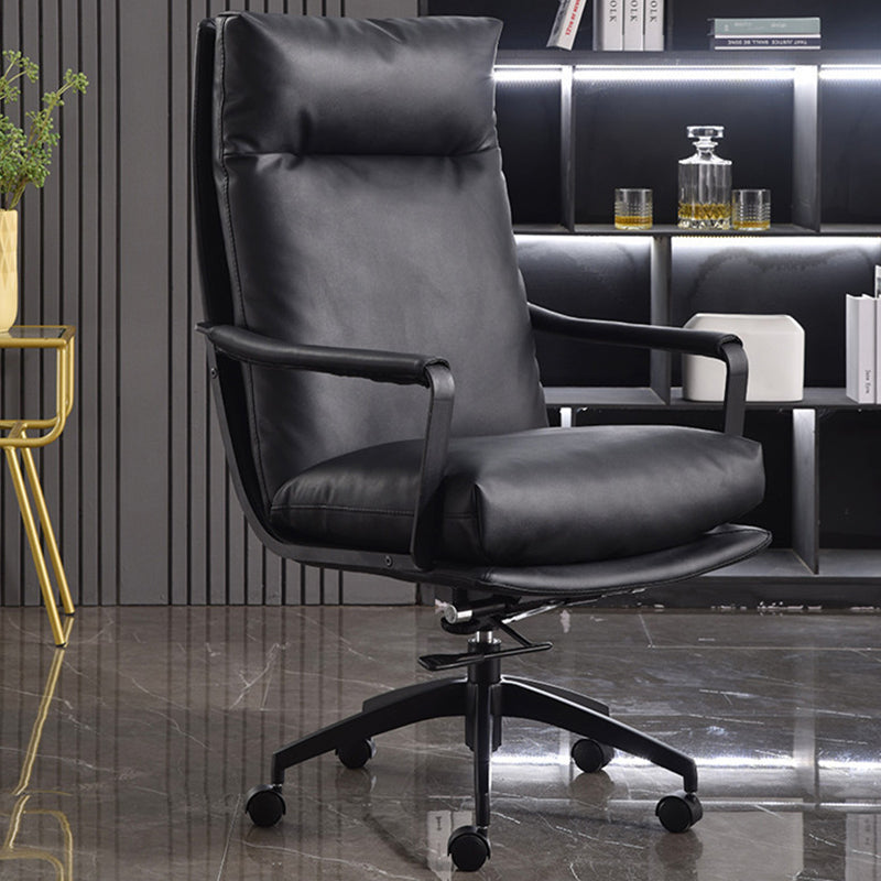 Modern Desk Chair Leather Computer Chair High-Back/Mid-Back Chair Black 1 Piece High-Back (Over 22 in.) Clearhalo 'furn' 'furn_office_chair' 'Furniture' 'Office Chairs' 'Office Furniture' 'office_chair' 5965552