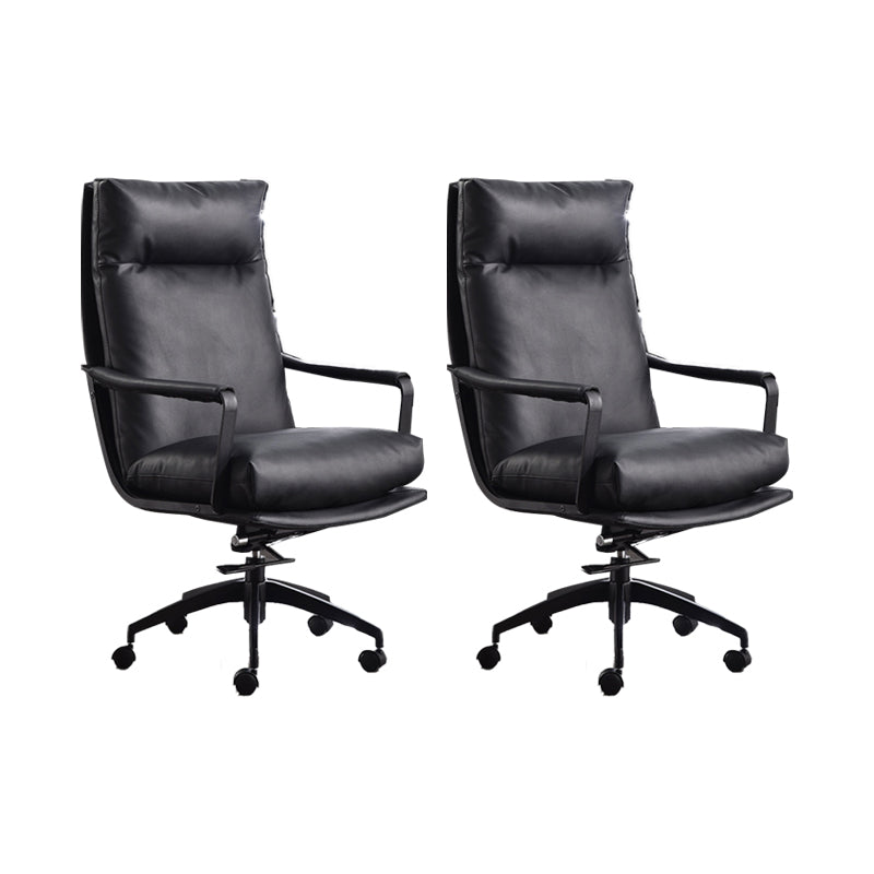 Modern Desk Chair Leather Computer Chair High-Back/Mid-Back Chair Black 2 Piece Set High-Back (Over 22 in.) Clearhalo 'furn' 'furn_office_chair' 'Furniture' 'Office Chairs' 'Office Furniture' 'office_chair' 5965553
