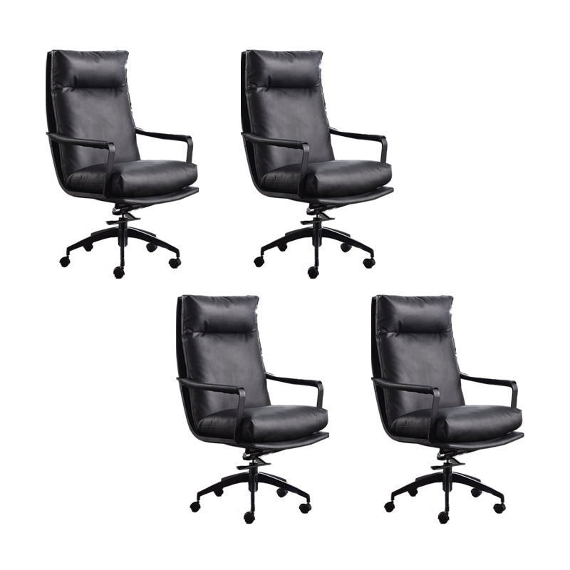 Modern Desk Chair Leather Computer Chair High-Back/Mid-Back Chair Black 4 Piece Set High-Back (Over 22 in.) Clearhalo 'furn' 'furn_office_chair' 'Furniture' 'Office Chairs' 'Office Furniture' 'office_chair' 5965554