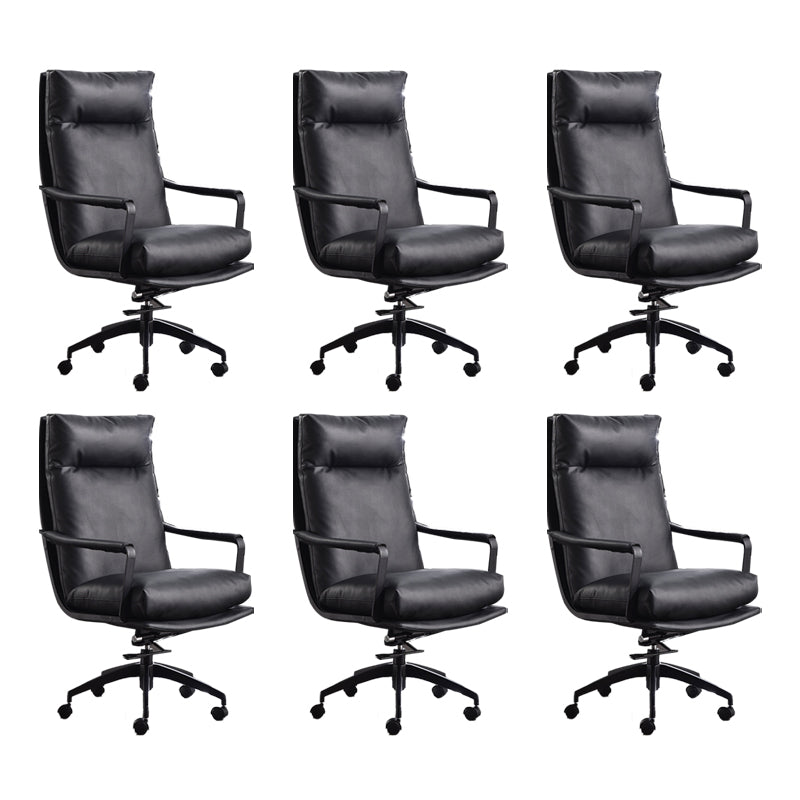 Modern Desk Chair Leather Computer Chair High-Back/Mid-Back Chair Black 6 Piece Set High-Back (Over 22 in.) Clearhalo 'furn' 'furn_office_chair' 'Furniture' 'Office Chairs' 'Office Furniture' 'office_chair' 5965555