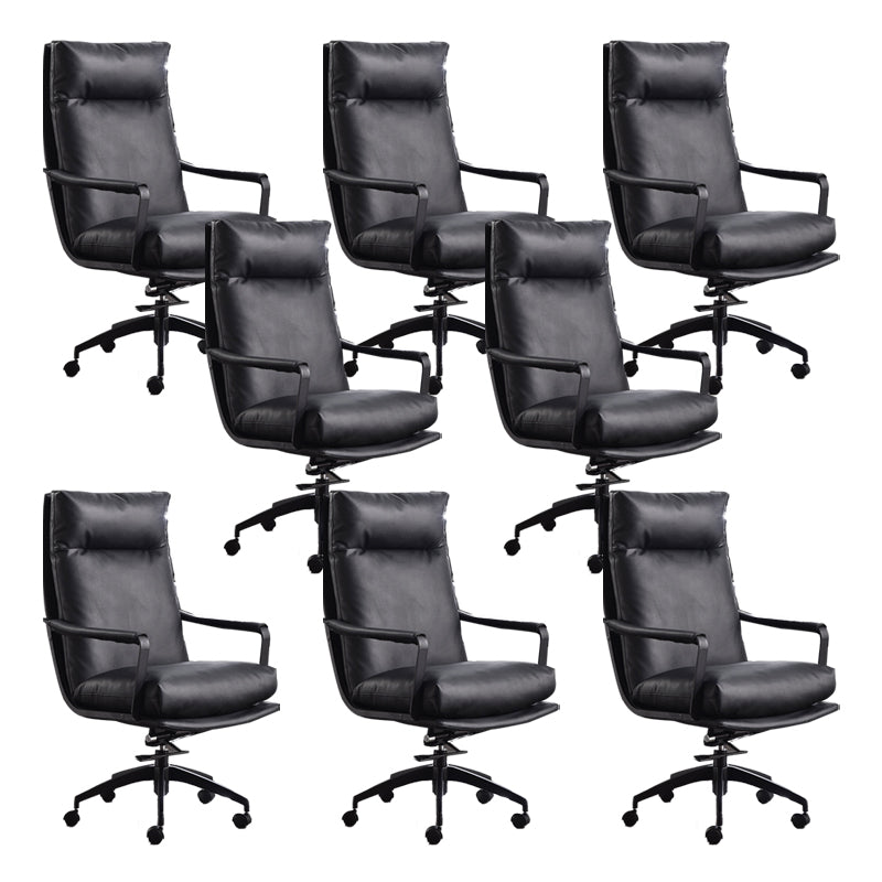 Modern Desk Chair Leather Computer Chair High-Back/Mid-Back Chair Black 8 Piece Set High-Back (Over 22 in.) Clearhalo 'furn' 'furn_office_chair' 'Furniture' 'Office Chairs' 'Office Furniture' 'office_chair' 5965556