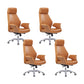 Contemporary Office Chair Adjustable Seat Height Leather Executive Chair Brown 4 Piece Set Clearhalo 'furn' 'furn_office_chair' 'Furniture' 'Office Chairs' 'Office Furniture' 'office_chair' 5965571
