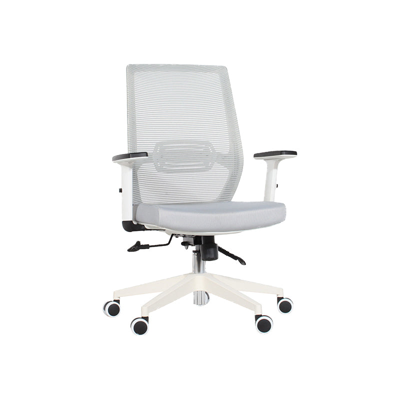 Modern Desk Chair Mesh Computer Chair Mid-Back Chair in Black/Gray/Orange Grey 1 Piece Clearhalo 'furn' 'furn_office_chair' 'Furniture' 'Office Chairs' 'Office Furniture' 'office_chair' 5965605