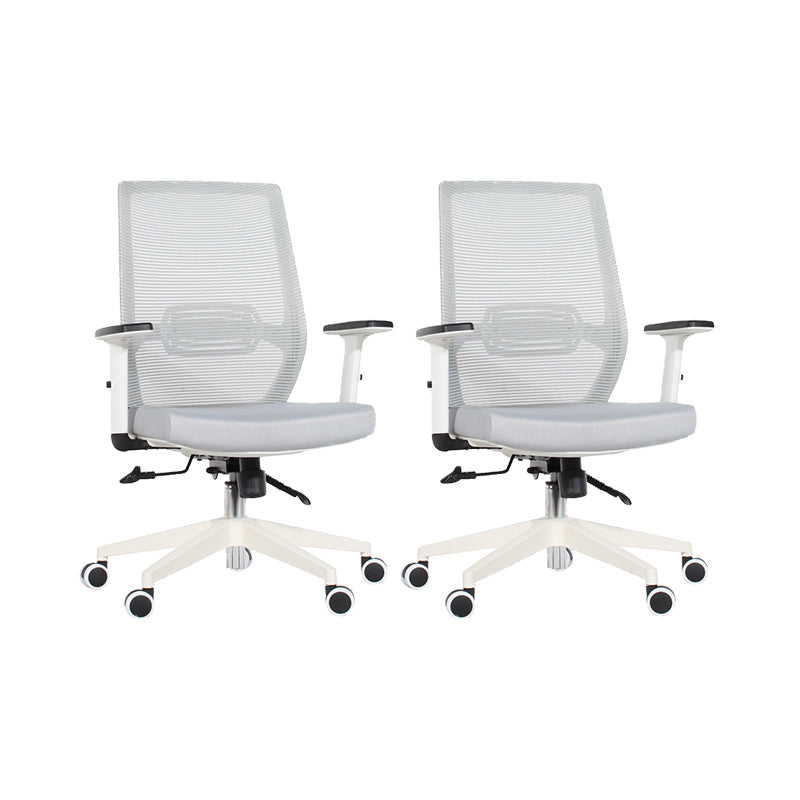 Modern Desk Chair Mesh Computer Chair Mid-Back Chair in Black/Gray/Orange Grey 2 Piece Set Clearhalo 'furn' 'furn_office_chair' 'Furniture' 'Office Chairs' 'Office Furniture' 'office_chair' 5965607