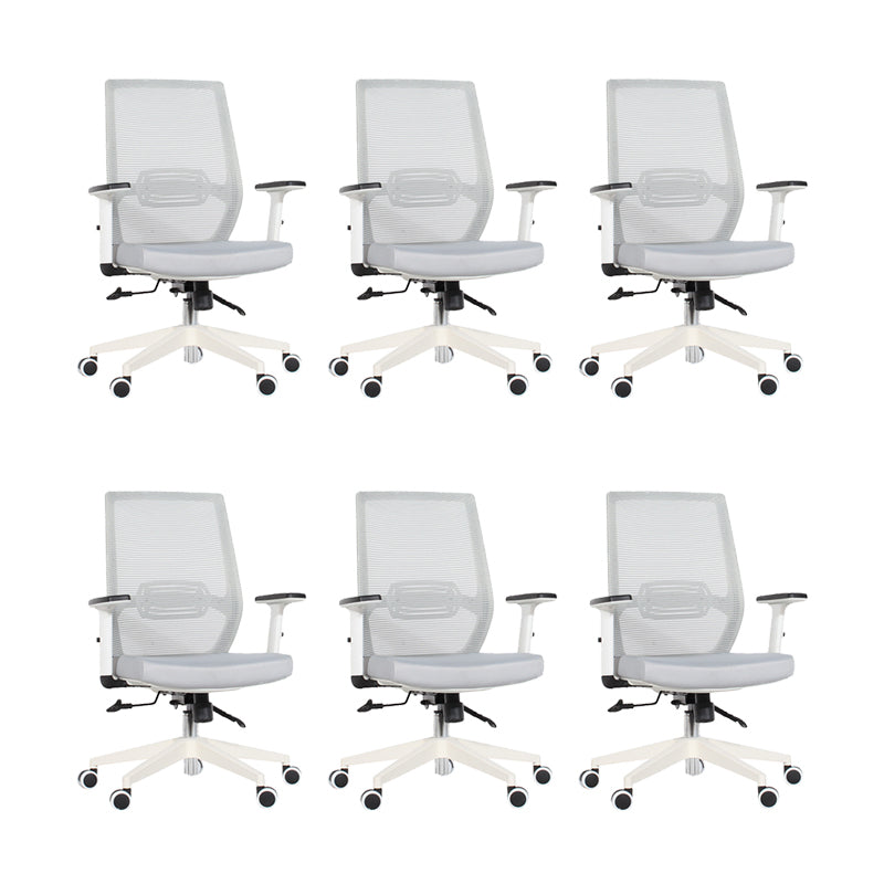 Modern Desk Chair Mesh Computer Chair Mid-Back Chair in Black/Gray/Orange Grey 6 Piece Set Clearhalo 'furn' 'furn_office_chair' 'Furniture' 'Office Chairs' 'Office Furniture' 'office_chair' 5965610