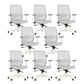 Modern Desk Chair Mesh Computer Chair Mid-Back Chair in Black/Gray/Orange Grey 8 Piece Set Clearhalo 'furn' 'furn_office_chair' 'Furniture' 'Office Chairs' 'Office Furniture' 'office_chair' 5965613