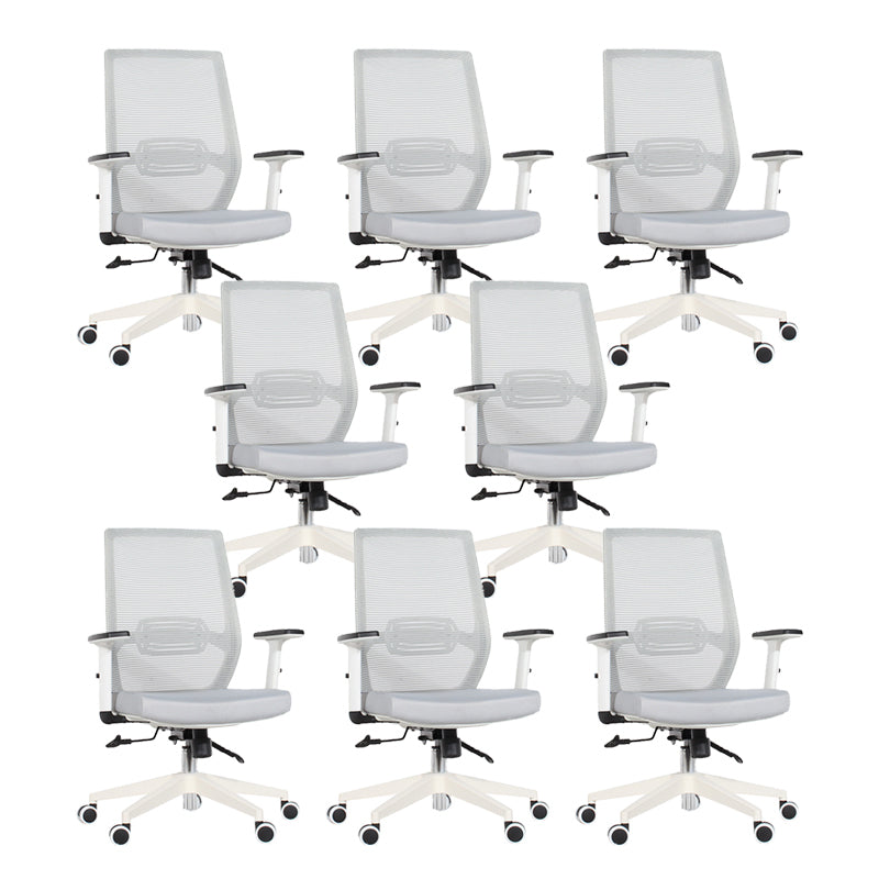 Modern Desk Chair Mesh Computer Chair Mid-Back Chair in Black/Gray/Orange Grey 8 Piece Set Clearhalo 'furn' 'furn_office_chair' 'Furniture' 'Office Chairs' 'Office Furniture' 'office_chair' 5965613