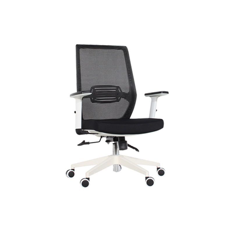 Modern Desk Chair Mesh Computer Chair Mid-Back Chair in Black/Gray/Orange Black 1 Piece Clearhalo 'furn' 'furn_office_chair' 'Furniture' 'Office Chairs' 'Office Furniture' 'office_chair' 5965615