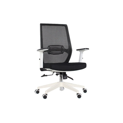Modern Desk Chair Mesh Computer Chair Mid-Back Chair in Black/Gray/Orange Black 1 Piece Clearhalo 'furn' 'furn_office_chair' 'Furniture' 'Office Chairs' 'Office Furniture' 'office_chair' 5965615