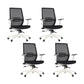 Modern Desk Chair Mesh Computer Chair Mid-Back Chair in Black/Gray/Orange Black 4 Piece Set Clearhalo 'furn' 'furn_office_chair' 'Furniture' 'Office Chairs' 'Office Furniture' 'office_chair' 5965619