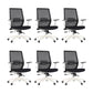 Modern Desk Chair Mesh Computer Chair Mid-Back Chair in Black/Gray/Orange Black 6 Piece Set Clearhalo 'furn' 'furn_office_chair' 'Furniture' 'Office Chairs' 'Office Furniture' 'office_chair' 5965621