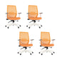 Modern Desk Chair Mesh Computer Chair Mid-Back Chair in Black/Gray/Orange Orange 4 Piece Set Clearhalo 'furn' 'furn_office_chair' 'Furniture' 'Office Chairs' 'Office Furniture' 'office_chair' 5965625