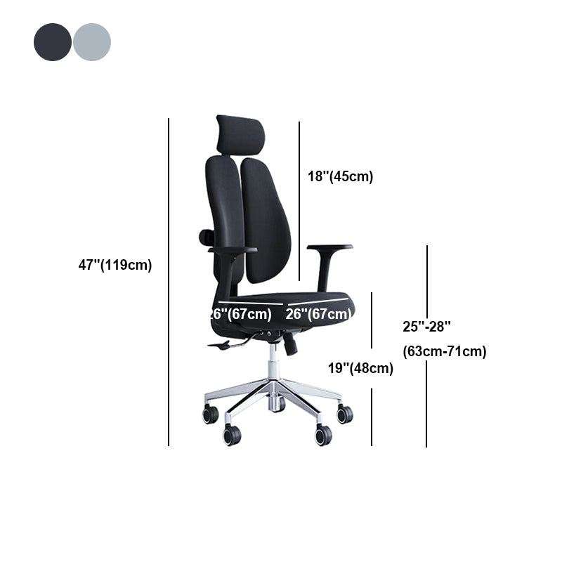 Moderner Schreibtischstuhl aus Netzstoff, Computerstuhl mit mittlerer Rückenlehne in Grau/Schwarz
